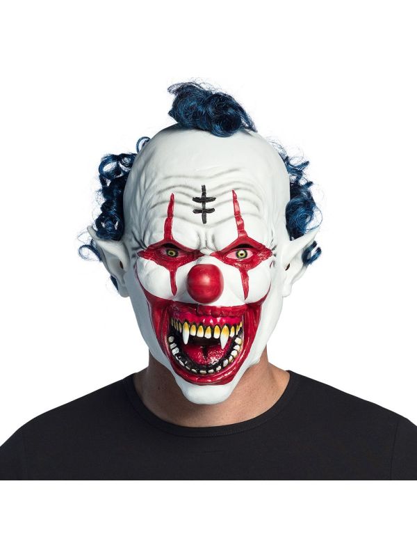 Latex Hoofdmasker Vampier Clown met Haar Halloween