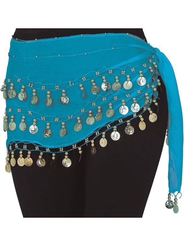 Lichtblauwe Buikdanseressen Rok met Munten Dames