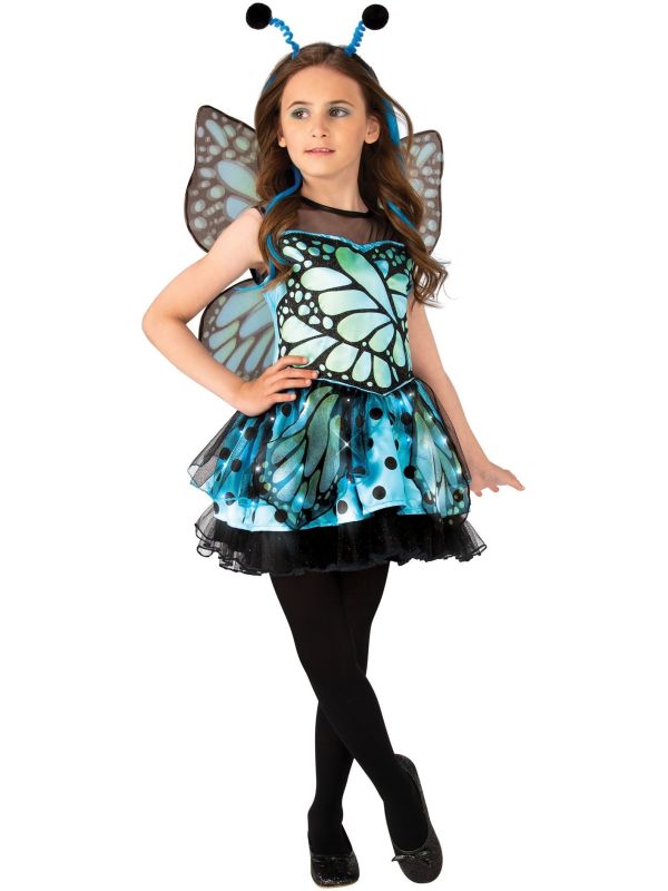 Lichtgevende Blauwe Vlinder Jurk Meisjes