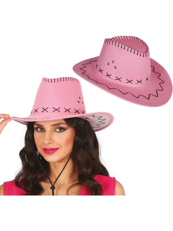 Lichtroze Cowboyhoed Suède Look Volwassenen