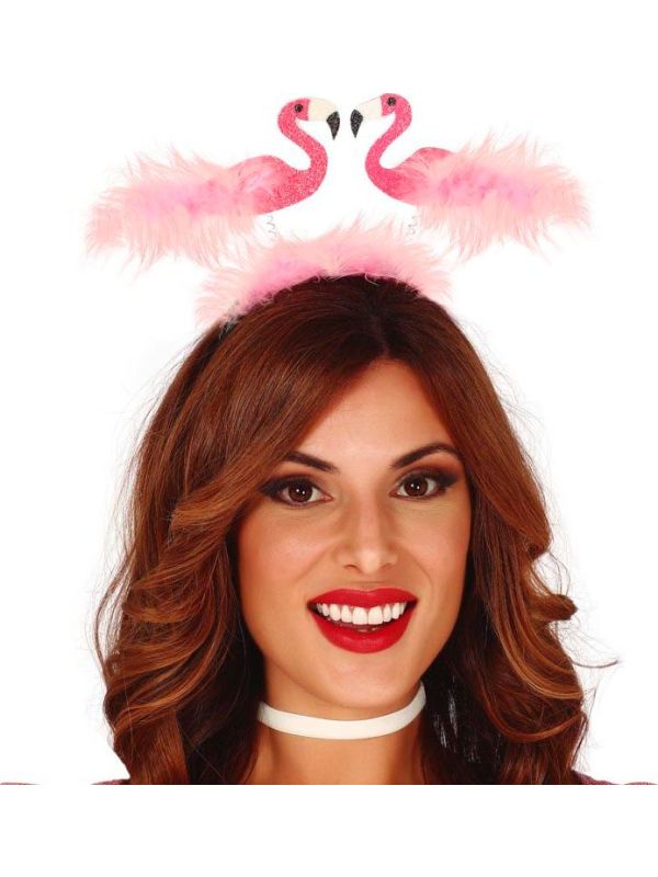 Lichtroze Flamingo Haarband met Veren