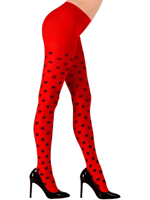 Lieveheersbeestje Panty Rood Zwart Dames