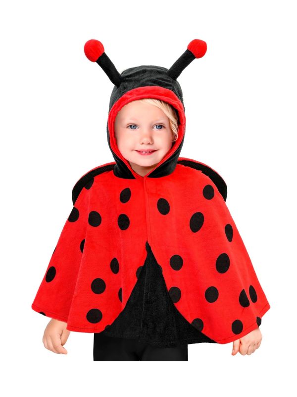 Lieveheersbeestje Poncho Cape met Capuchon Rood Kinderen 98 cm