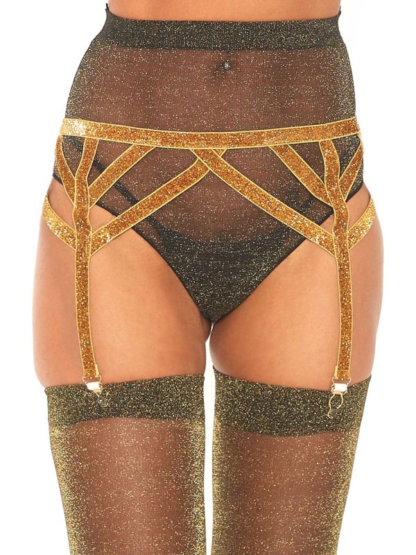 Lurex Glitter Jarretel Gordel Goud