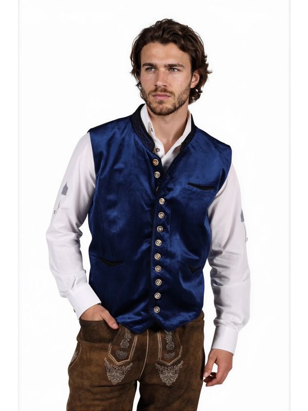 Luxe Blauw Tiroler Vest Heren Oktoberfest