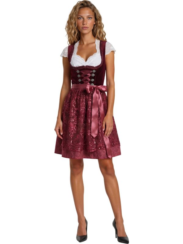 Luxe Bordeauxrode Dirndl Dames Oktoberfest