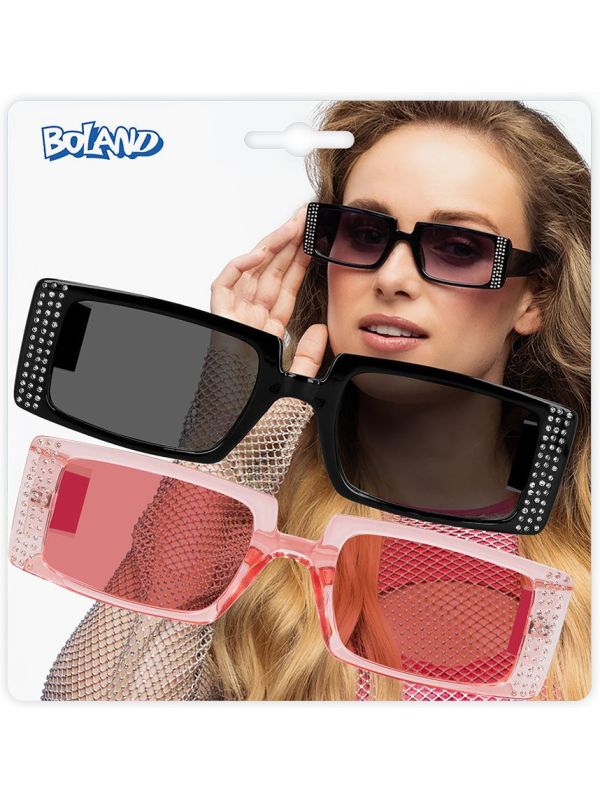 Luxe Feest Zonnebrillen Set Zwart Roze