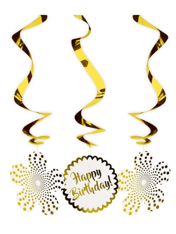 Luxe Gouden Happy Birthday Swirl Decoratie