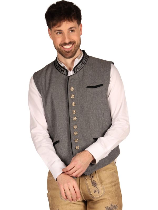Luxe Grijs Tiroler Vest Heren Oktoberfest