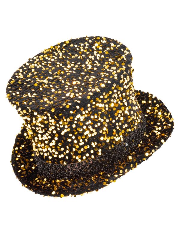 Luxe Hoge Hoed Gouden Pailletten
