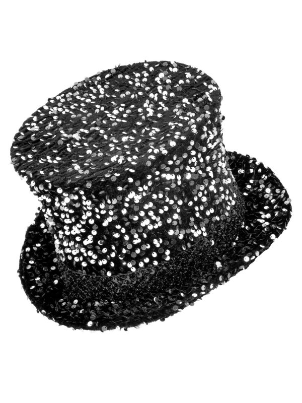 Luxe Hoge Hoed Zilveren Pailletten