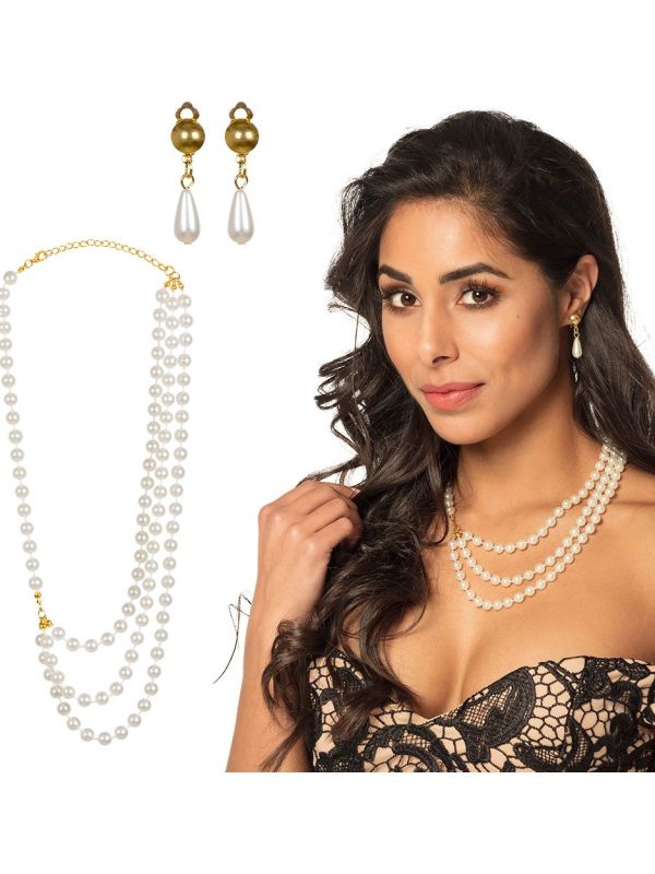 Luxe Juwelenset Parel Ketting en Oorbellen