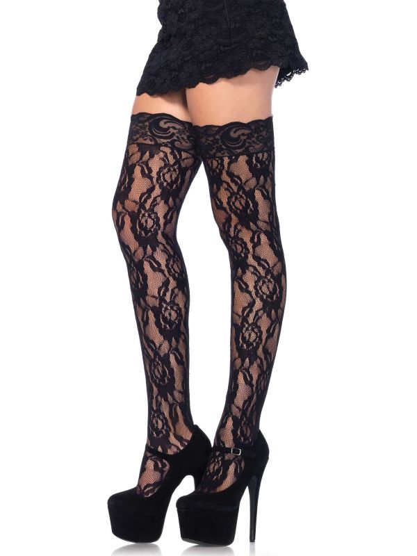 Luxe Kanten Kousen met Bloem Motief