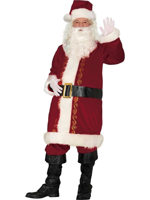 Luxe Kerstman Kostuum Bordeaux Rood