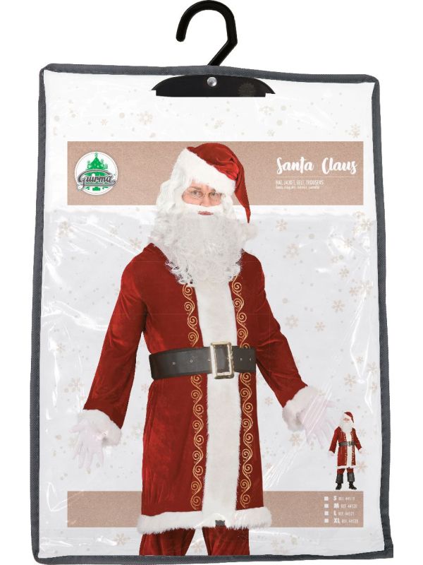 Boveco Kerstmankostuum voor mannen en volwassenen, 12 stuks, kerstmanpak, luxe, professionele fluwelen outfit voor Kerstmis, vakantie, feest, cosplay, M