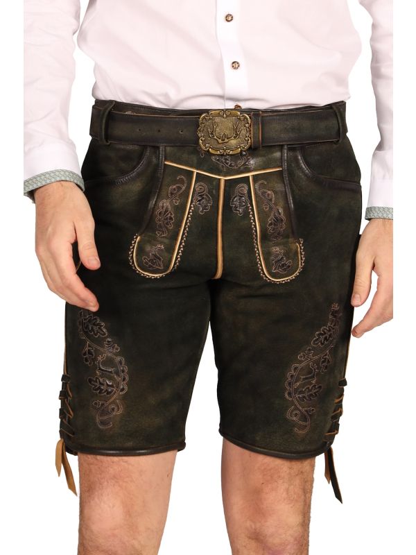 Luxe Leren Donkergroene Lederhose Heren Oktoberfest
