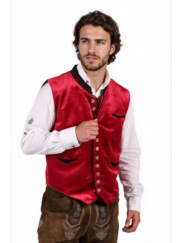 Luxe Rood Tiroler Vest Heren Oktoberfest
