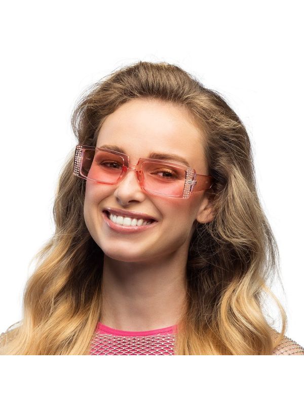 Luxe Roze Feest Zonnebril met Diamantjes