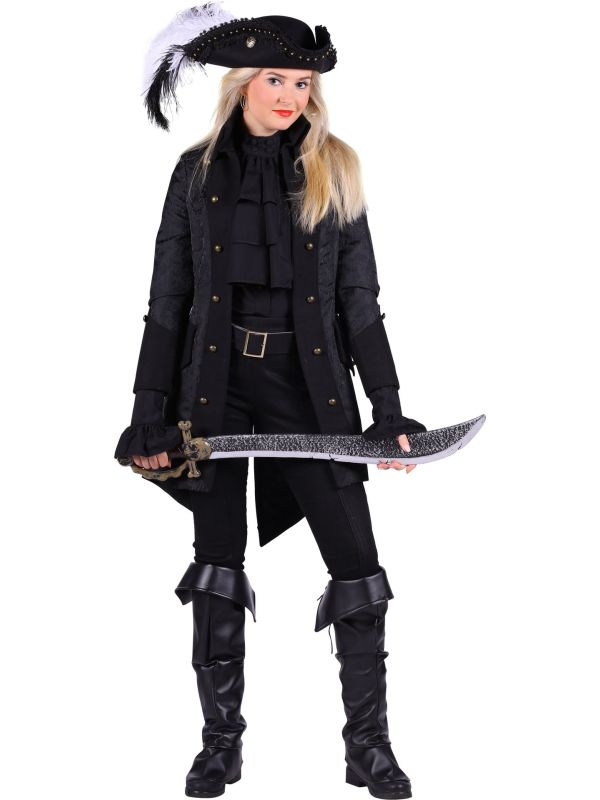Luxe Zwarte Piraten Jas Dames Carnaval