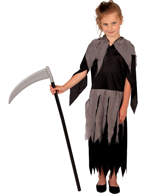 Magere Hein Kostuum Zwart Grijs Meisjes Halloween