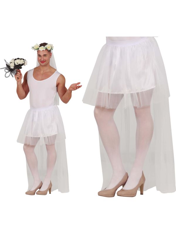 Mannelijke Bruid Tutu Wit 80cm