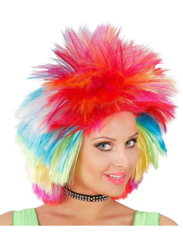 Meerkleurige Rockster Pruik