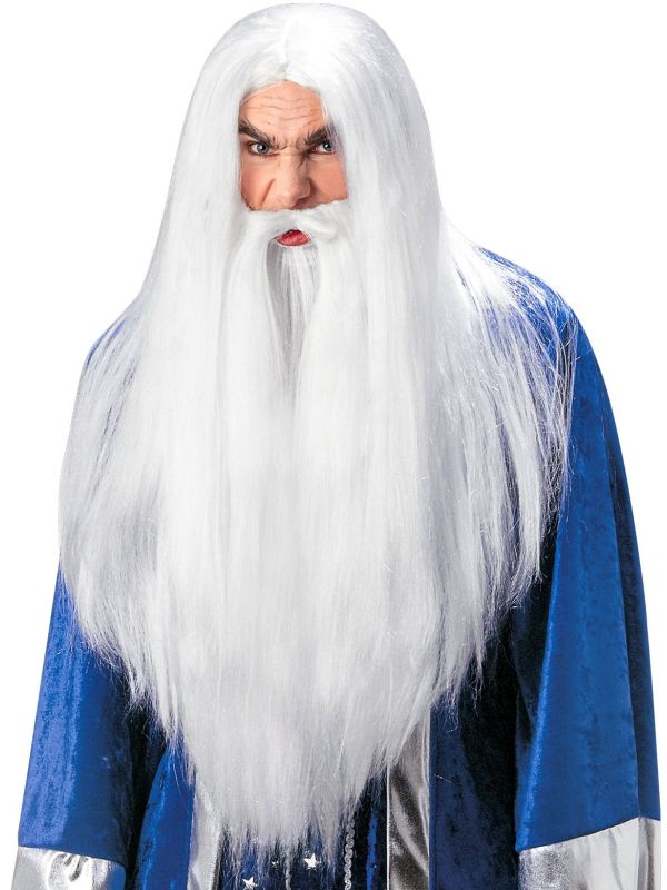 Merlijn De Tovenaar Pruik met Baard en Snor