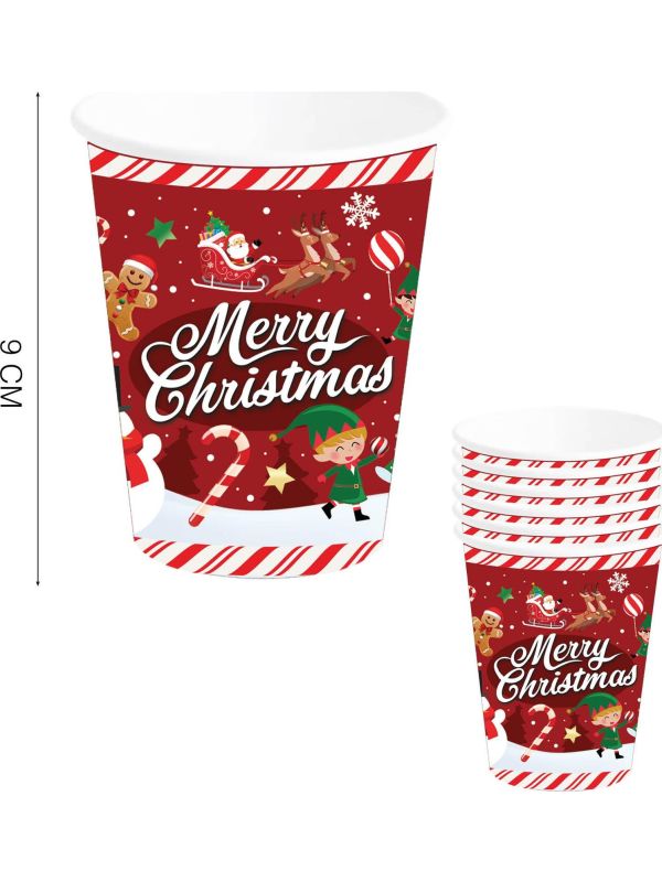 Merry Christmas Wegwerp Bekertjes 6 Stuks