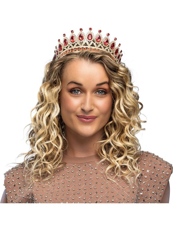 Metalen Koningin Tiara met Rode Juwelen