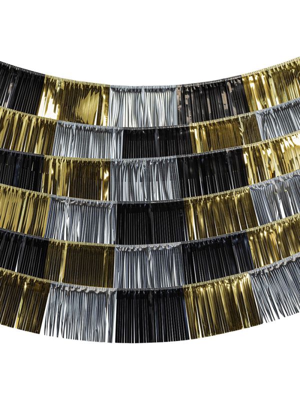 Metallic Backdrop Verjaardagslinger Goud Zilver Zwart
