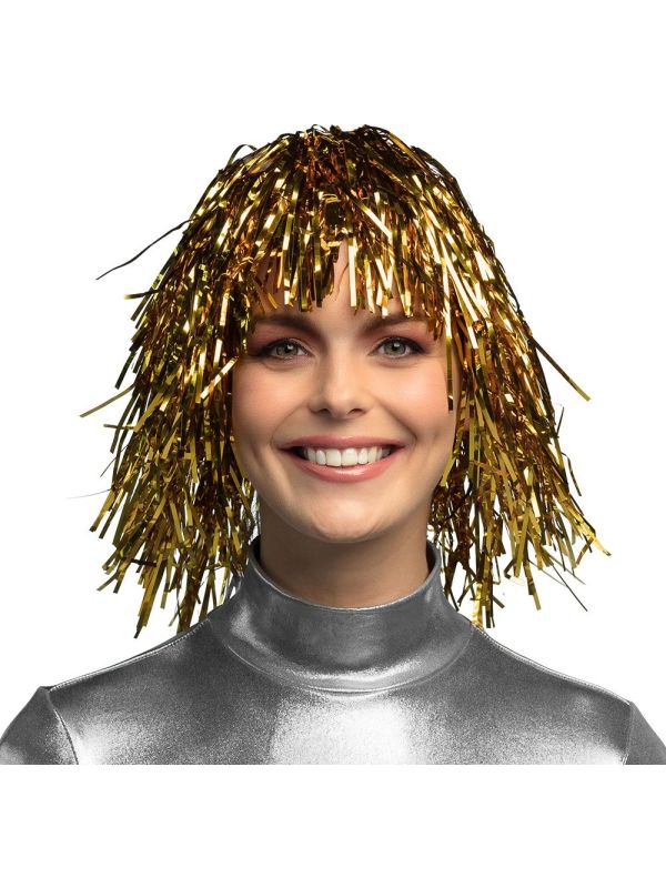 Metallic Disco Pruik Goud