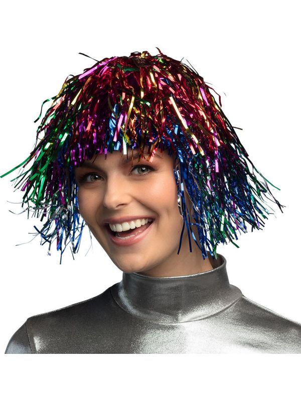 Metallic Disco Pruik Veelkleurig
