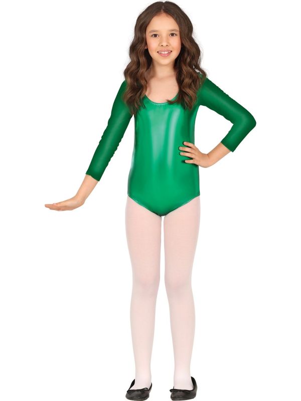 Metallic Groen Lange Mouwen Leotard Kind