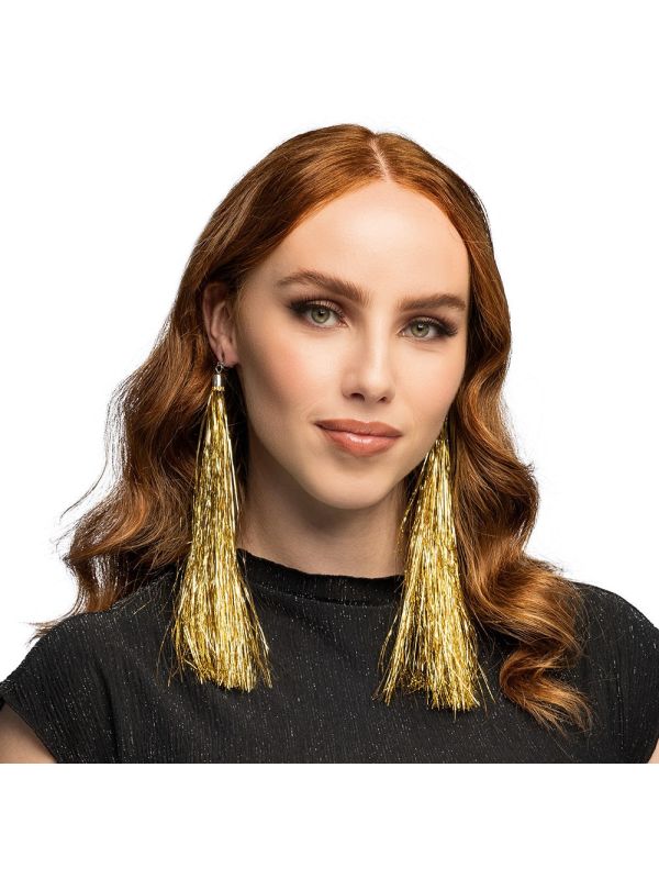 Metallic Tinsel Oorbellen Goud
