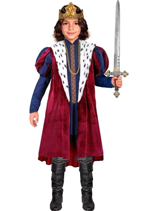 Middeleeuws Koning Kostuum Jongens Rood Blauw
