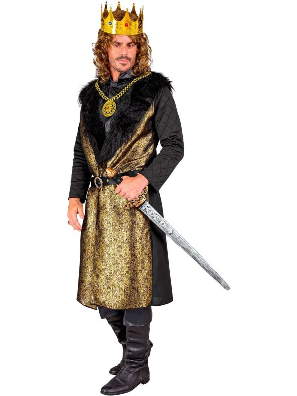 Middeleeuwse Koning Kostuum Heren Goud Zwart