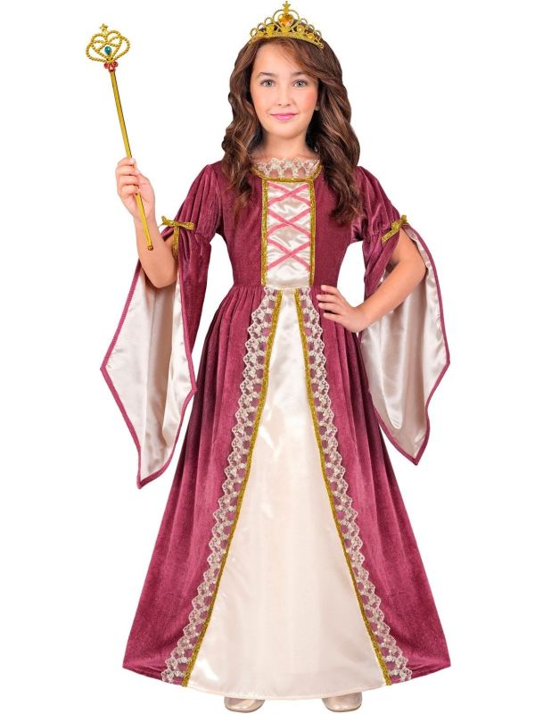Middeleeuwse Prinses Bordeauxrood Jurk Meisjes