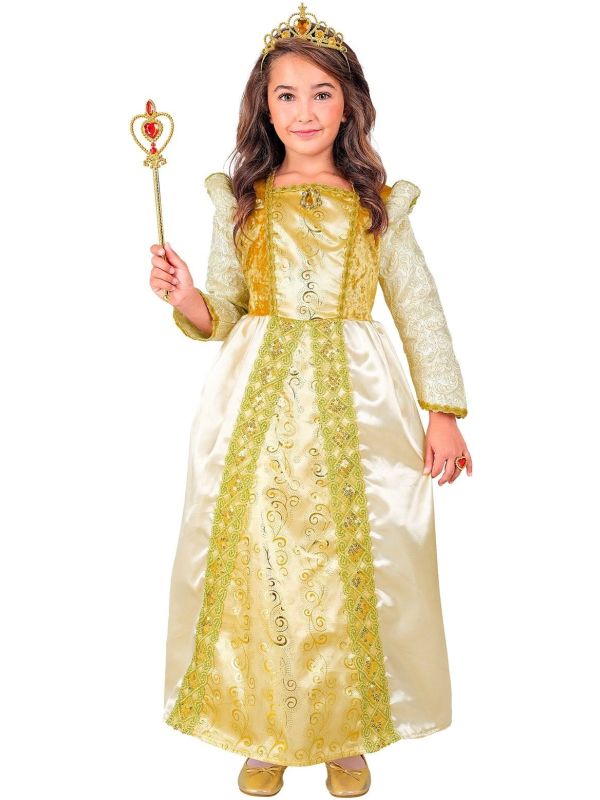 Middeleeuwse Prinses Gouden Jurk Meisjes
