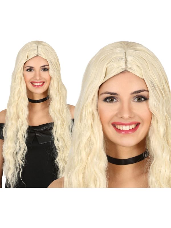 Middeleeuwse Vrouw Pruik Blond Golvend