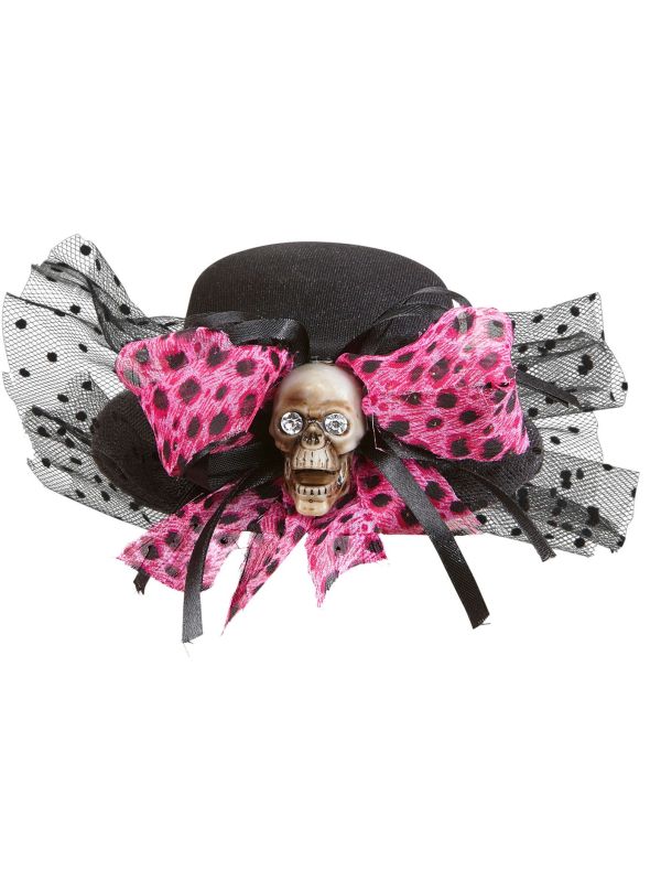 Mini Hoedje met Schedel en Strikje