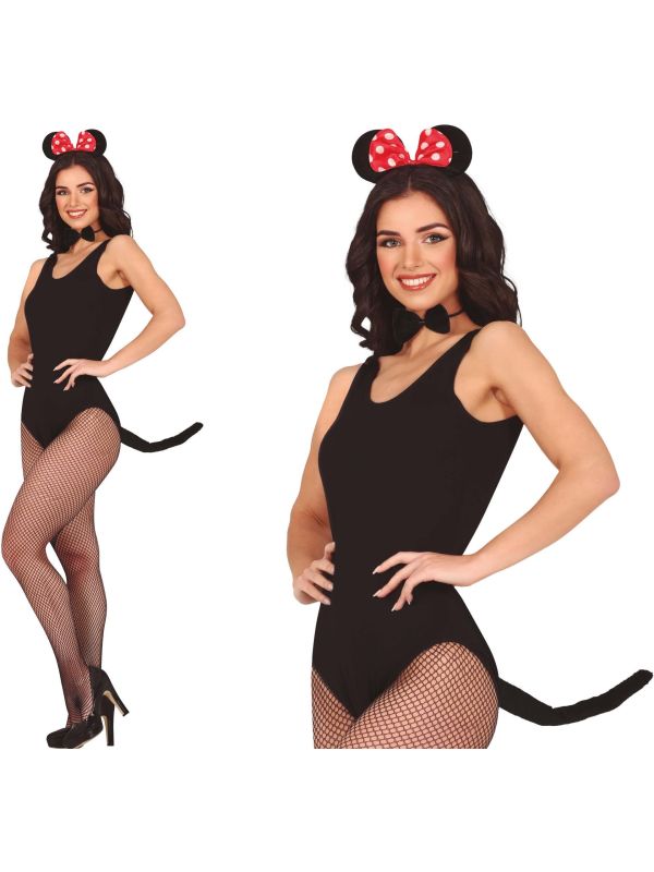 Minnie Mouse set Staart Hoofdband Vlinderdas Vrouwen