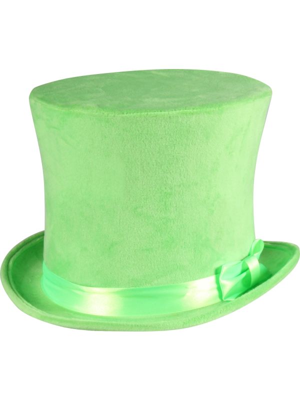 Mintgroene Fluwelen Hoge Hoed met Band