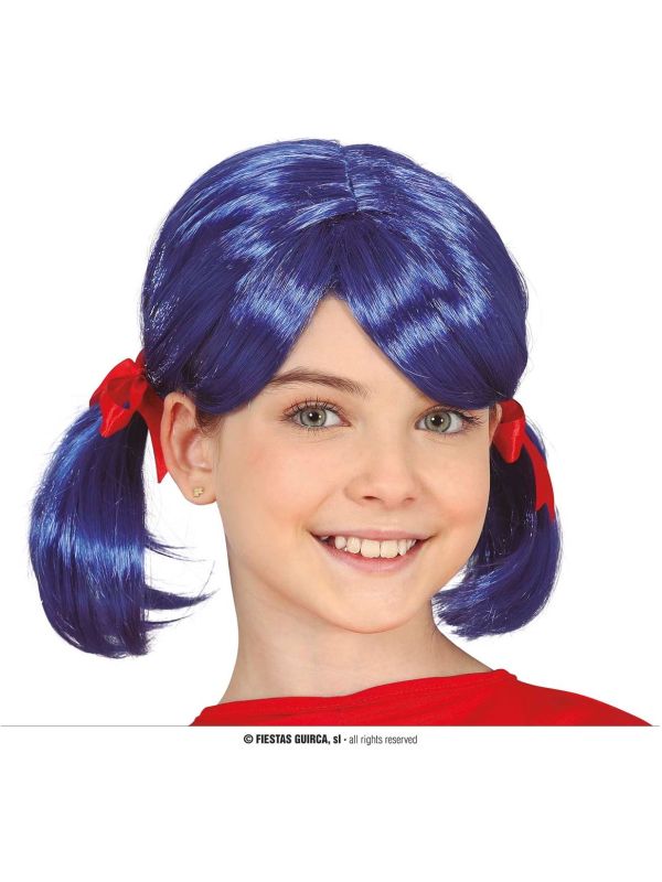 Miraculous Ladybug Pruik Blauw met Vlechtjes Kind
