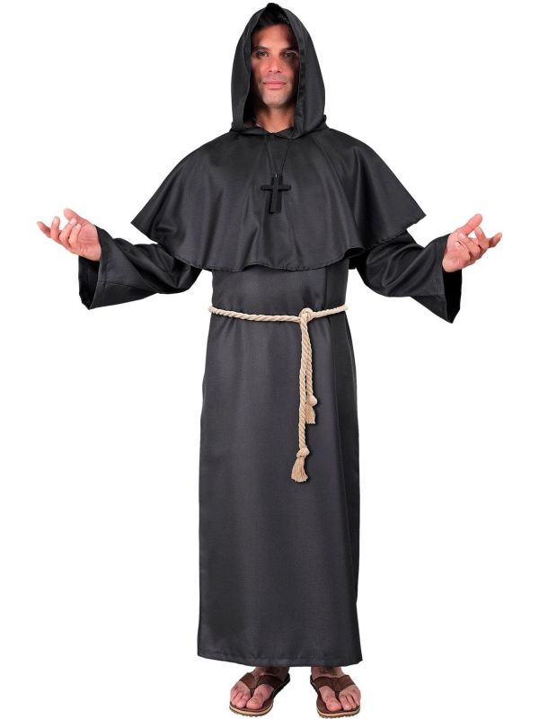 Monnik Kostuum Carnaval Zwart Heren