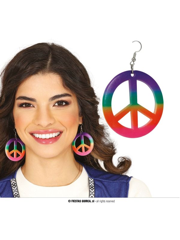 Multikleur Hippie Peace Oorbellen