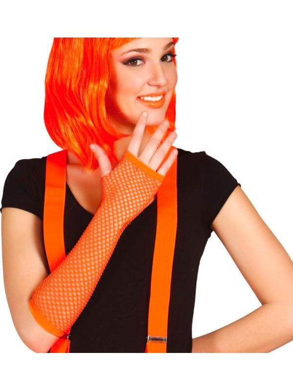 Neon 80's Vingerloze Handschoenen Oranje