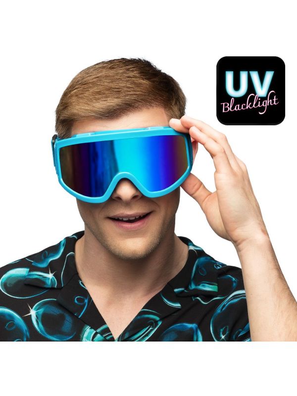 Neon Blauw Feest Skibril UV