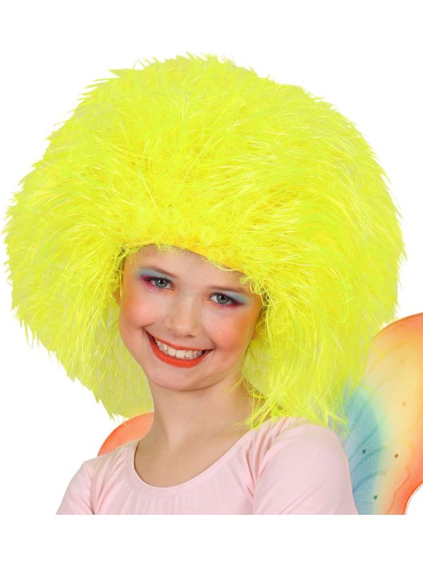 Neon Gele Fee Pruik Kind