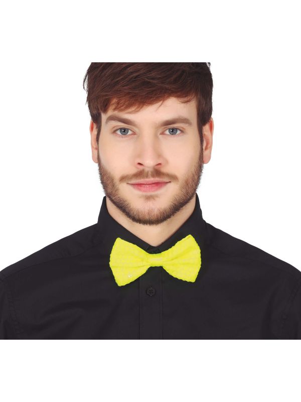 Neon Gele Paillet Vlinderdas