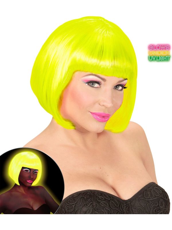 Neon Gele Valentijn Pruik